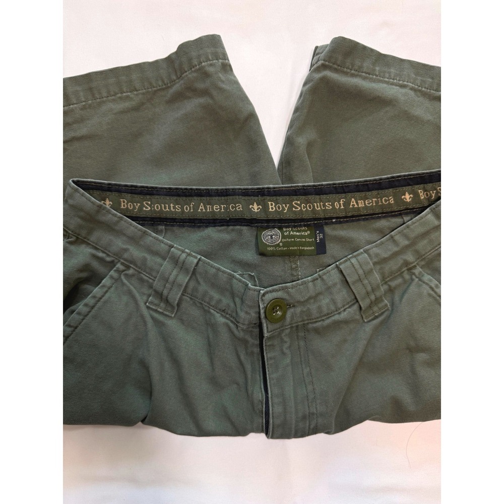 Boy Scouts of America Mens 32 Green Uniform Canvas Cargo Shorts Olive Cotton
